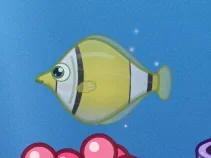 A yellow and white striped fish in the Coral Garden tank.