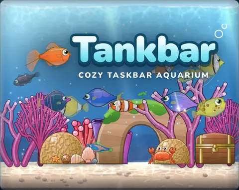 The Tankbar itch.io cover: the logo above a coral reef tank.