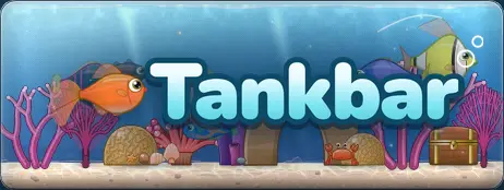 The Tankbar small capsule: the logo over a coral reef tank.