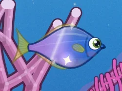 A shiny purple-blue fish with a sparkle on its body, in the Coral Garden tank.